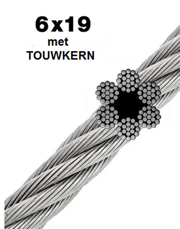 Staalkabel 6x19 (touwkern)